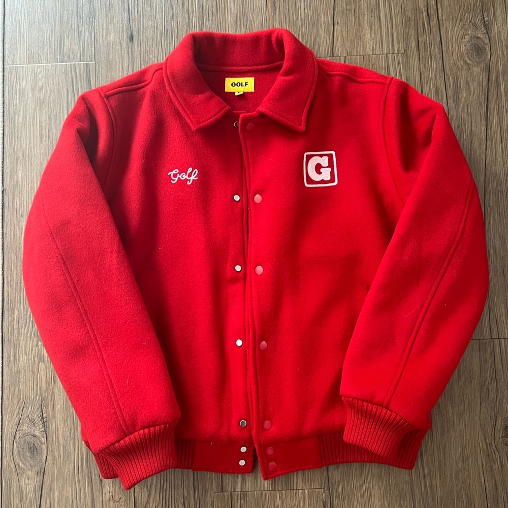 Golf Wang Golfmatic Red Varsity Bomber Jacket Wool Medium